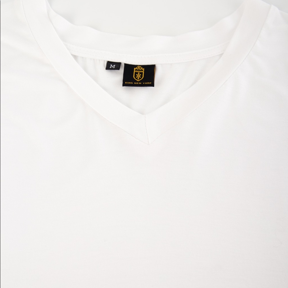 KING NEW YORK, V-NECK T-SHIRT, WHITE